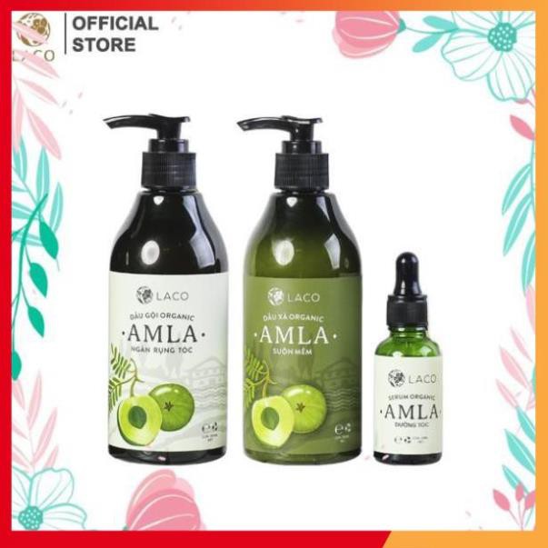 ☺️Bộ sản phẩm Laco ORGANIC AMLA [FREE SHIP]☺️Dầu gội ngăn ngừa rụng tóc Amla, dầu xả suôn mềm Amla, Serum dưỡng tóc Amla