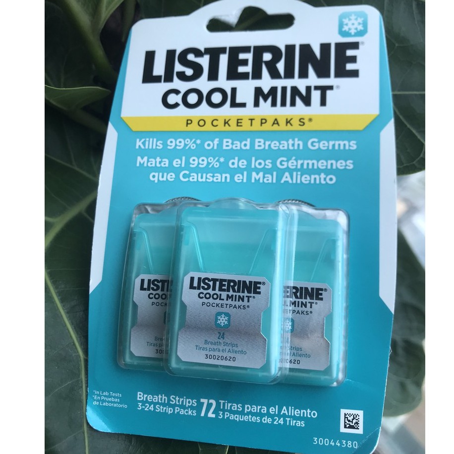 Miếng ngậm thơm miệng LISTERINE Cool Mint (24 Miếng x 3 Hộp -Xanh Dương)