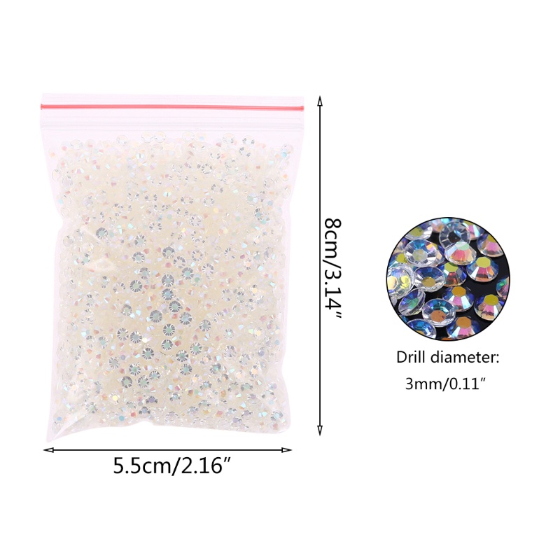 Set 5000 viên đá tròn đáy phẳng màu trắng gradient dùng trang trí móng tay/ quần áo/ giày dép/ túi xách/ điện thoại