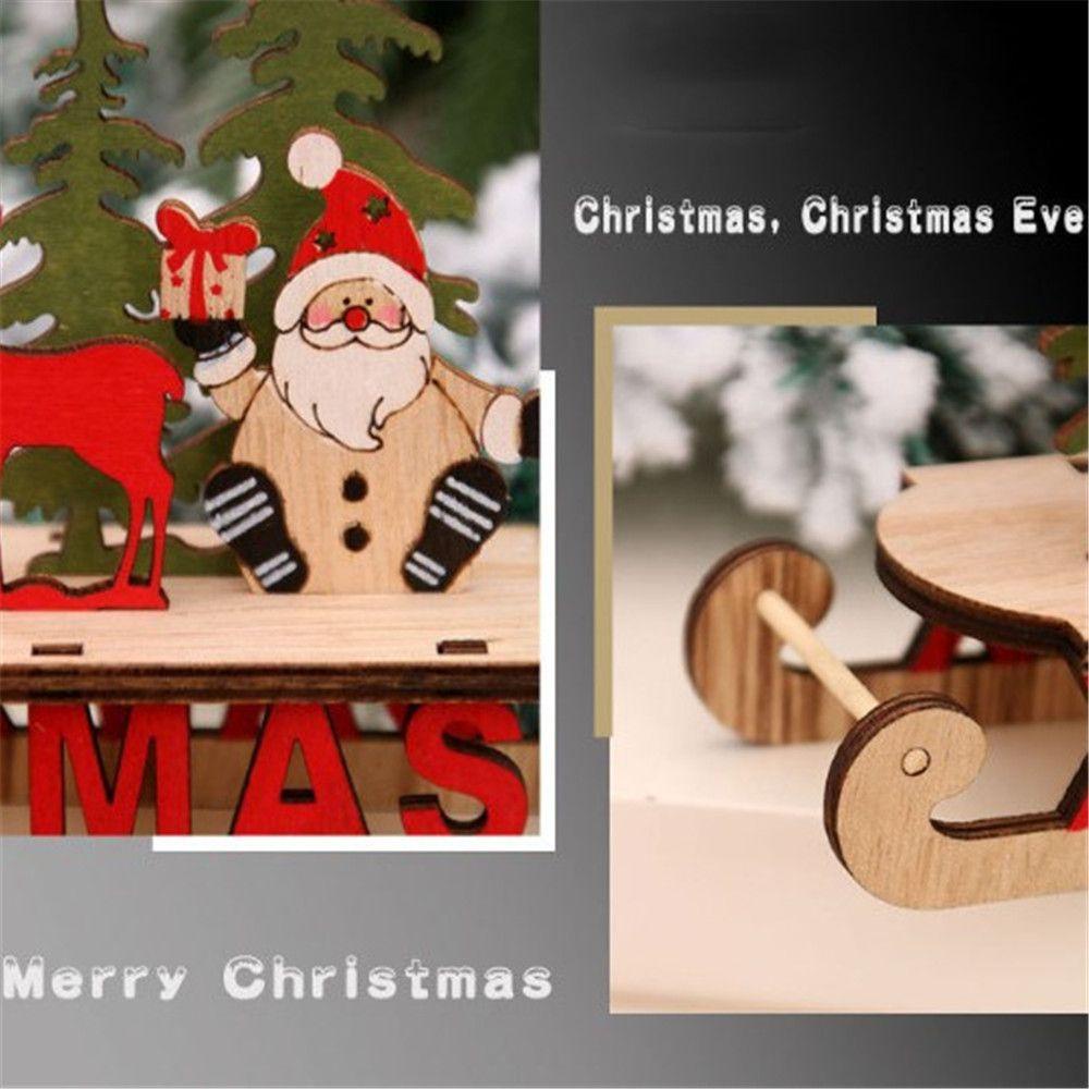 Phụ Kiện Trang Trí Bàn Làm Việc Bằng Gỗ Hình Ông Già Noel / Người Tuyết / Nai Sừng Tấm