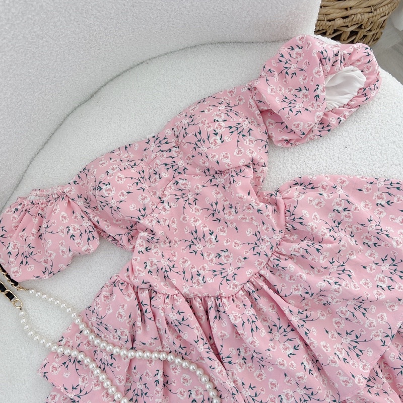 ĐẦM HOA RỚT VAI TẦNG CÚP NGỰC