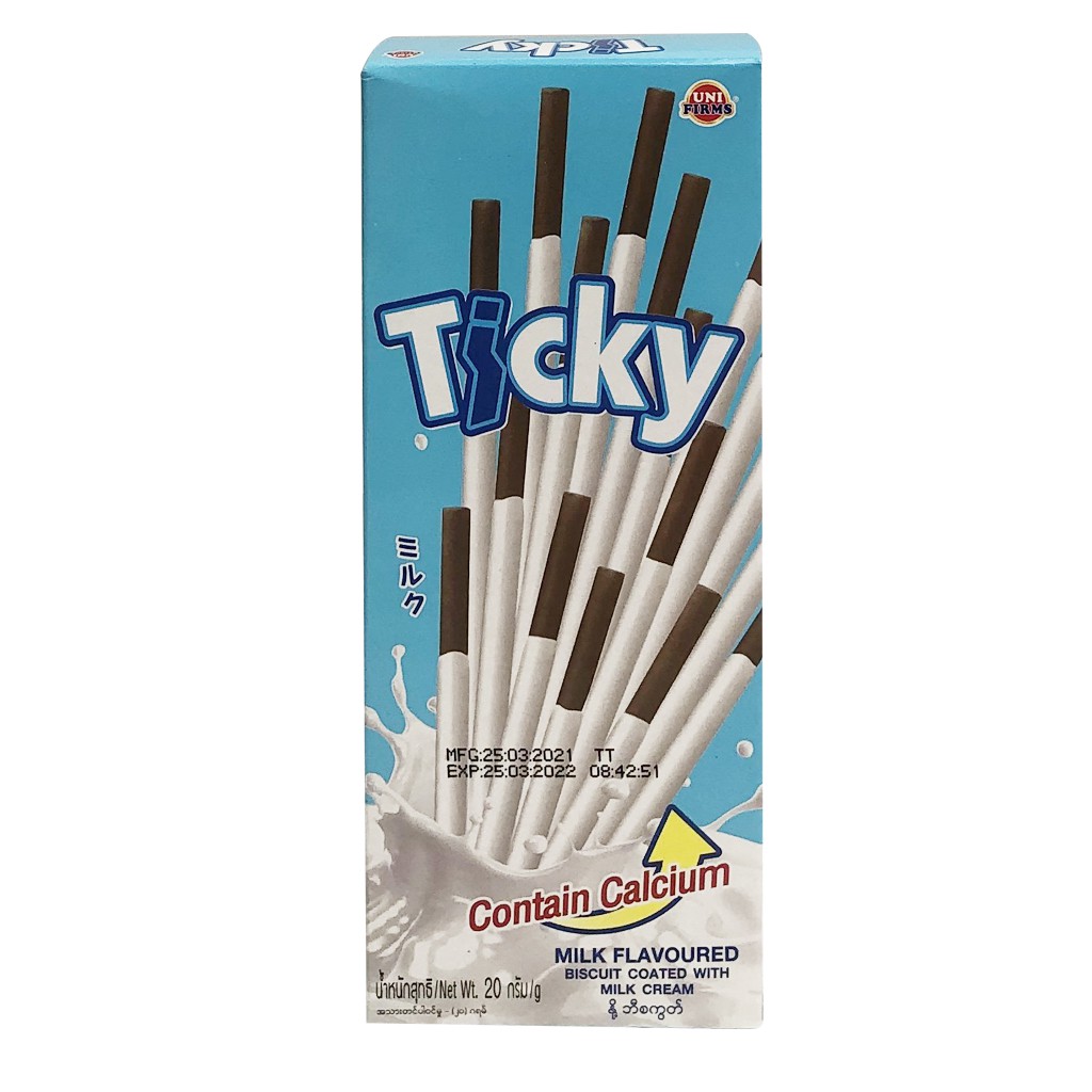 Bánh que kem sữa TICKY 20gr - màu xanh - bánh nhập khẩu Thái Lan - Ticky sticky milk