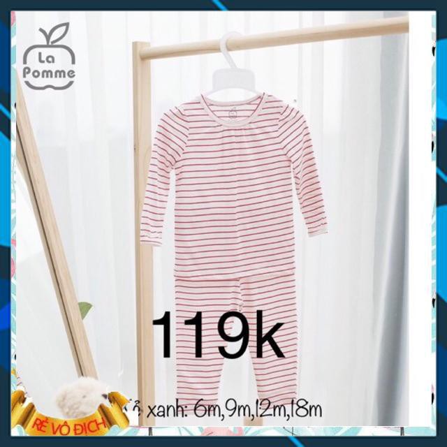 [Sale 119k] Bộ dài tay kẻ ngang vai bồng La pomme- SL047