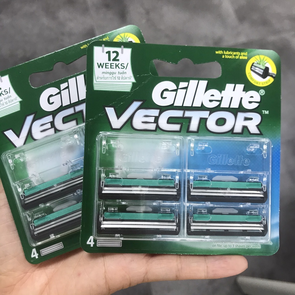 Lưỡi Dao Cạo Râu GILLETTE Vector - Lưỡi dao cạo 2 Lưỡi - 4 lưỡi /1 vỉ