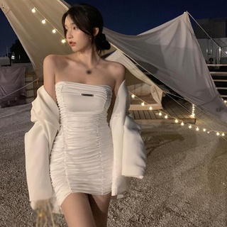 Đầm Xếp Ly Sát Nách Dáng Ôm Gợi Cảm Kiểu Pháp