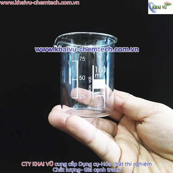 [Hãng Wertlab-Đức] Cốc thủy tinh chịu nhiệt có mỏ chia vạch 25ml 50ml 100ml 250ml 600ml