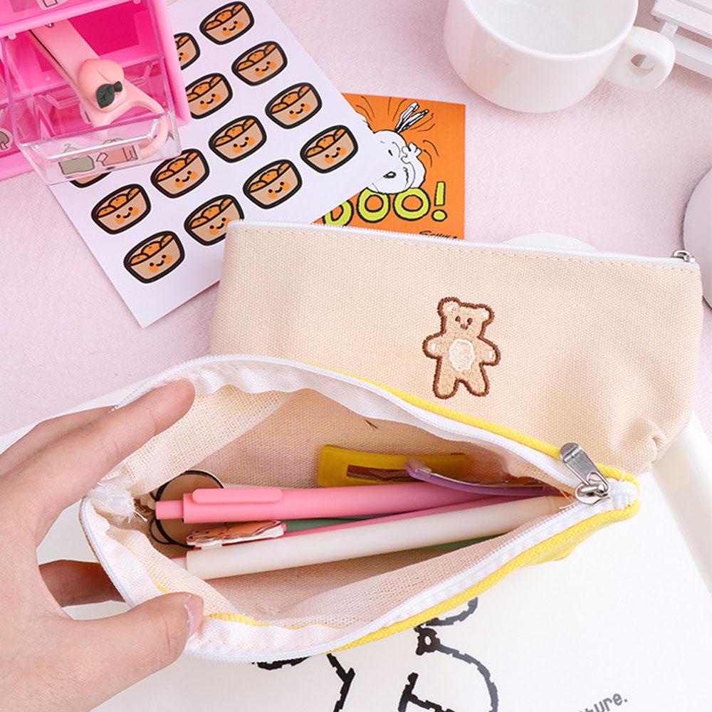 Túi Đựng Bút Bằng Vải Canvas Thiết Kế Đơn Giản Xinh Xắn