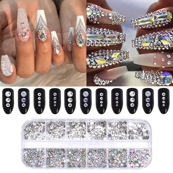 Bộ 12 Khung Đính Đinh Tán Trang Trí Móng Tay Kiểu Nhật Hàn