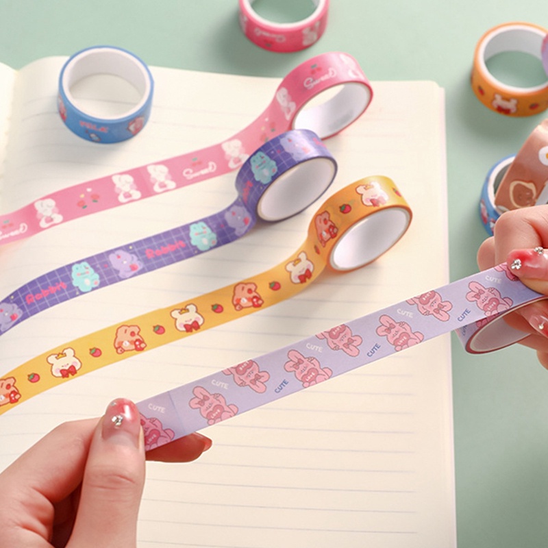 Lxsm 1 Cuộn Băng Keo Washi Hình Gấu Hoạt Hình Nhiều Màu Dễ Thương Trang Trí Sổ Tay DIY
