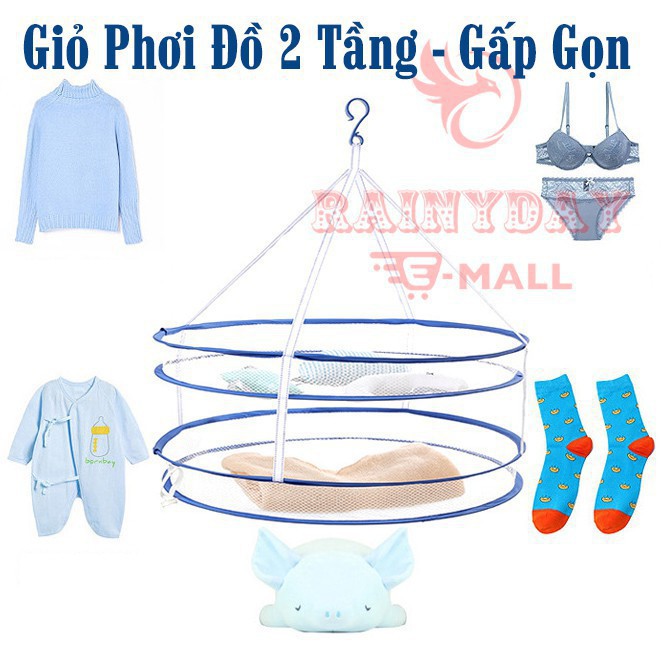 Giá Phơi Đồ Lót Tất Vớ Quần Áo Vải Lưới Thông Minh 2 Tầng Đa Năng Tiện Lợi .