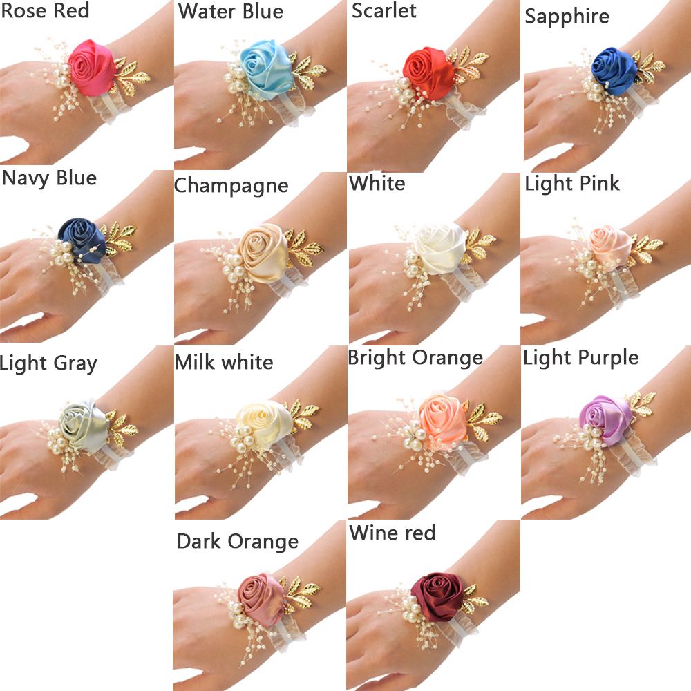 Daphne Vòng Đeo Tay Hoa Hồng Giả Bằng Vải Satin Đính Ngọc Trai Lãng Mạn Dành Cho Phù Dâu Trong Tiệc Cưới