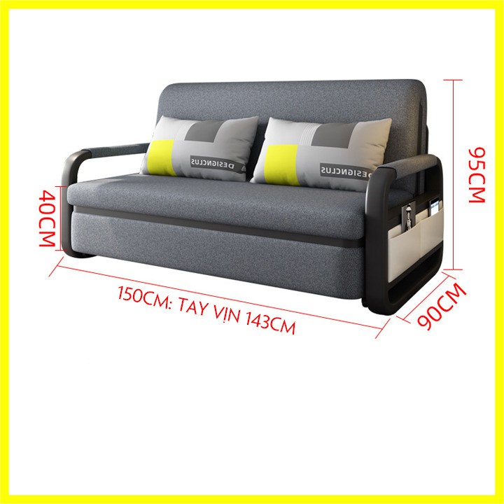 GHẾ SOFA KIÊM GIƯỜNG SOFA ĐA NĂNG, NỆM CAO SU, XƠ DỪA KT 1m5x1m9 -TOPSKY