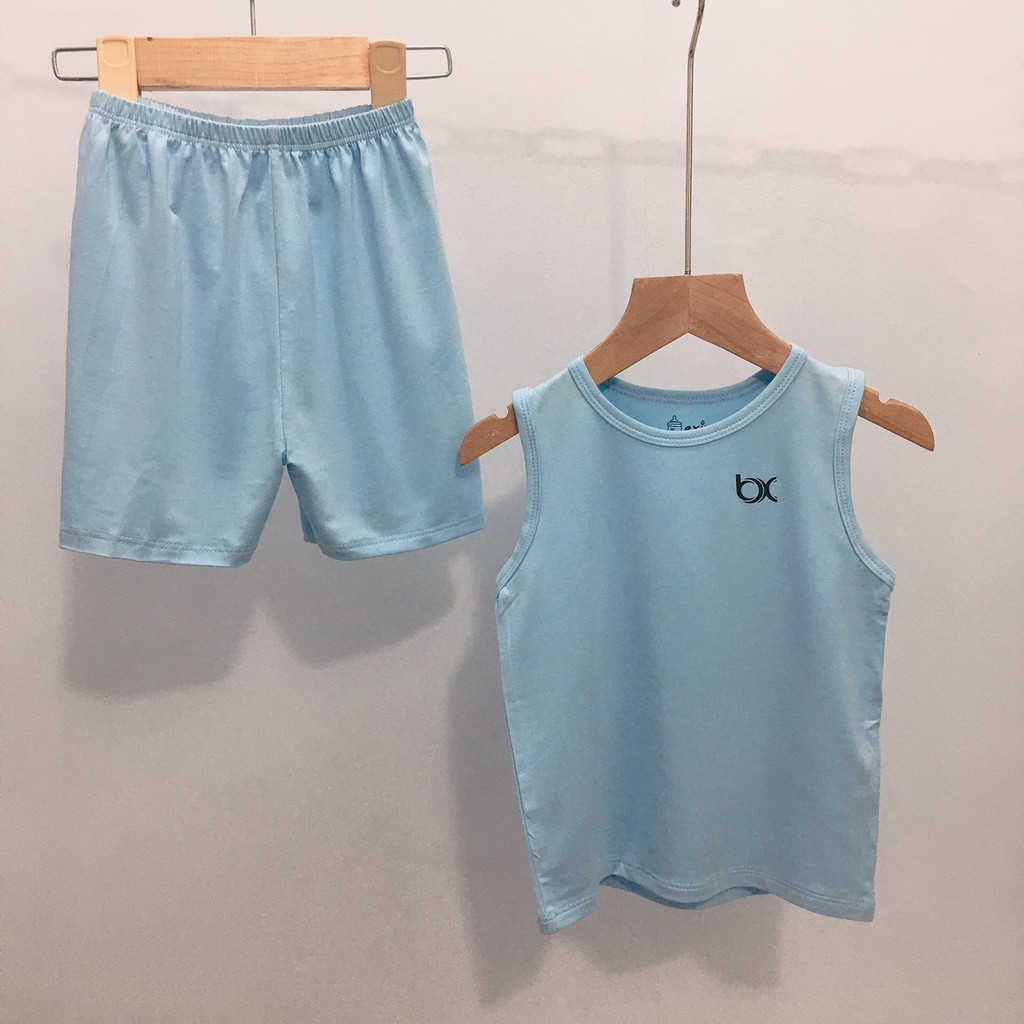 Bộ ba lỗ màu Bexiu vải cotton lạnh mát, mềm mượt cao cấp cho bé 7-19kg