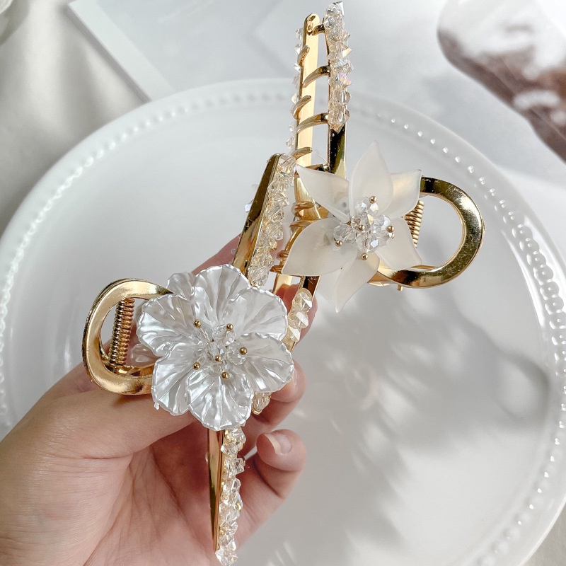 Kẹp Tóc Kim Loại Hình Hoa Và Cá Mập Đơn Giản Phong Cách Hàn Quốc