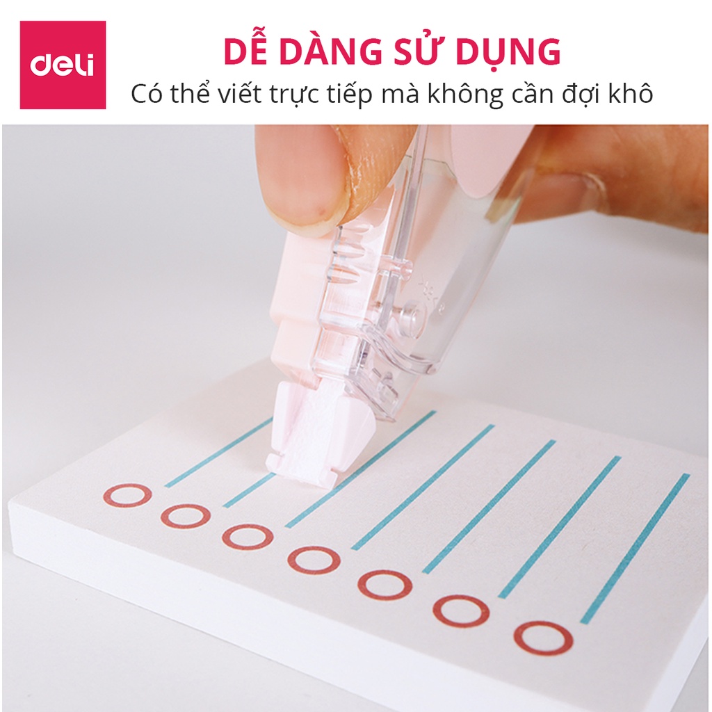 Bút xóa băng 12m Deli - Hình trái cây - Hồng/Xanh lá/Xanh dương - Set 3 chiếc - EH333