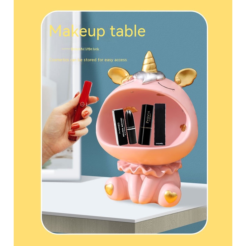 Ống Heo Tiết Kiệm Hình Chú Gấu May Mắn Miệng To Bằng Nhựa Resin Sáng Tạo