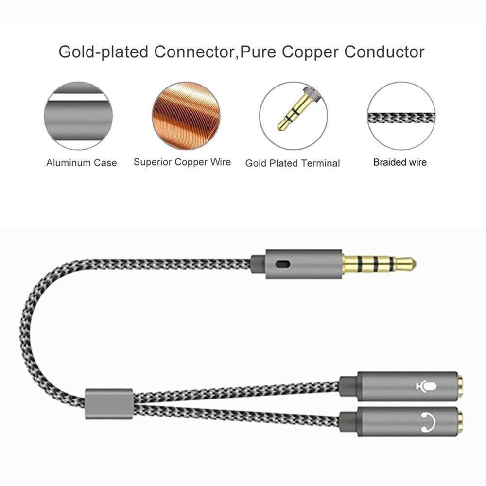 Cáp Chuyển Đổi Âm Thanh Từ 1 Đầu Cắm Sang 2 Ổ Cắm 3.5 mm Chuyên Dụng Cho Tai Nghe Mic