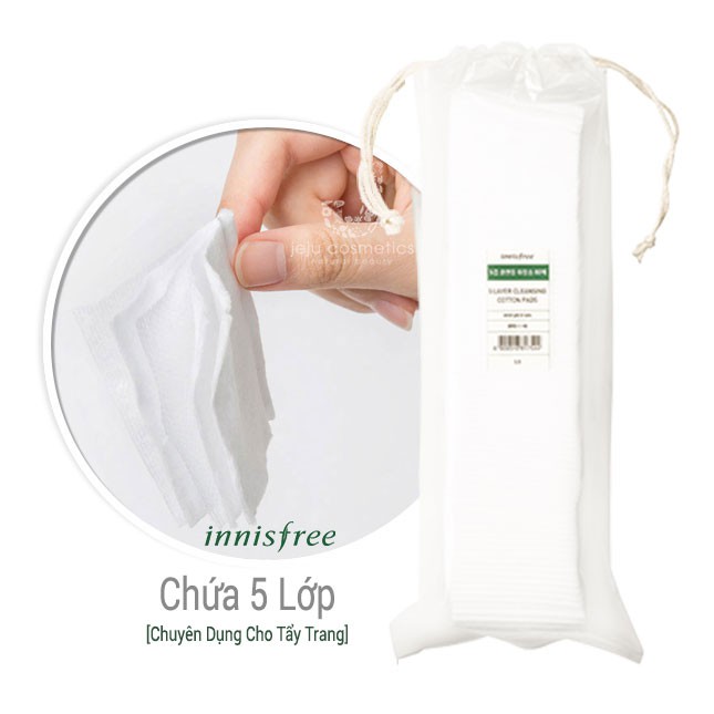 Bông tẩy trang innisfree [ Premium Cotton Pads, 5 Layers Cleansing Cotton Pads, For Masking ]