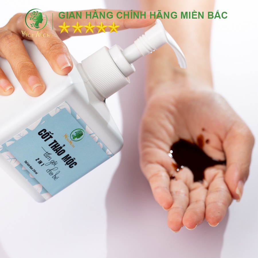 [ Giảm 35K - Đơn 339K ] Cốt thảo mộc tắm và gội cho bé, ngăn ngừa rôm sảy, mẩn ngứa Wonmom 250ml