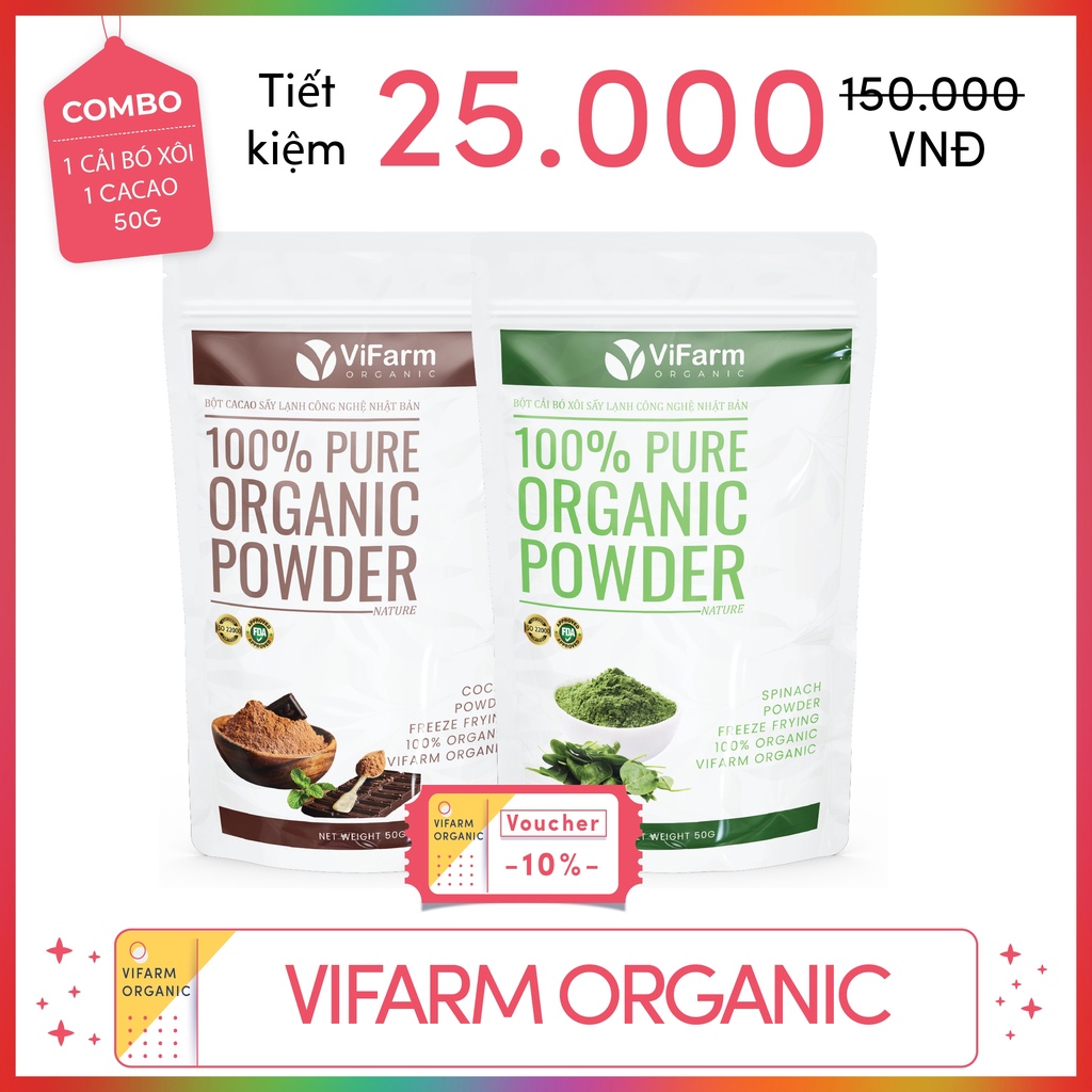 Bột Cải Bó Xôi Nguyên Chất 100% ViFarm 50Gram