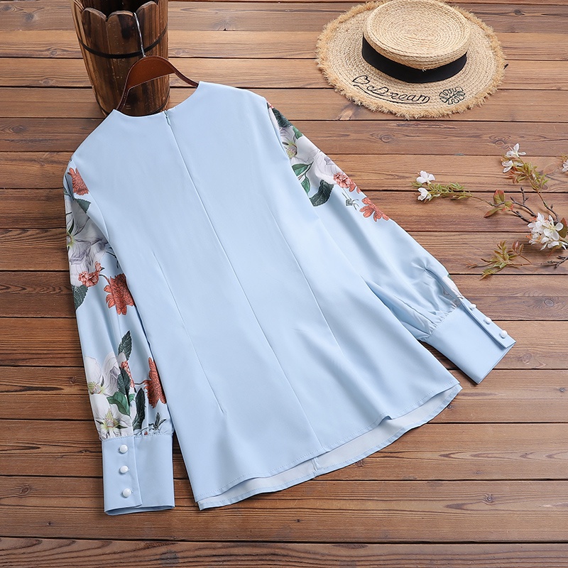 Áo sơ mi Zanzea dáng rộng in họa tiết phong cách retro cho nữ