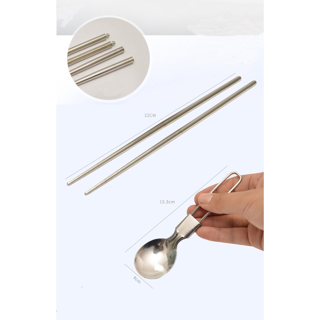 Bộ dụng cụ ăn cơm chén đũa muỗng dã ngoại, cắm trại