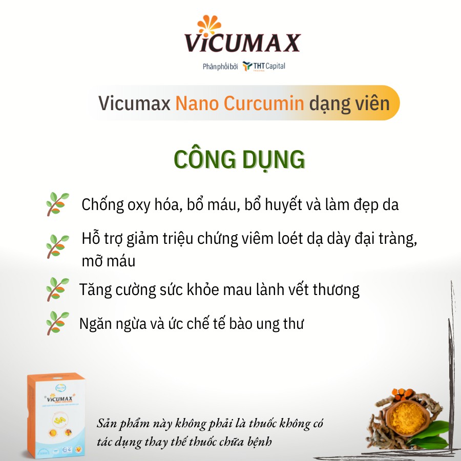 Nghệ Vi-cumax Nano Curcumin Hộp 30 viên