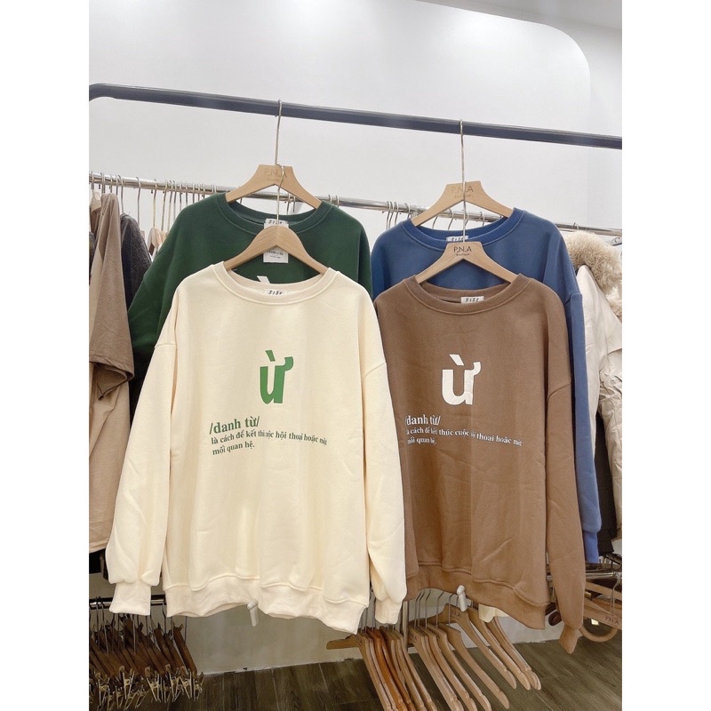 Áo Sweater Ừ Form Rộng Tay Phồng Unisex, Áo Nỉ Cổ Tròn Hottrend In Chữ Ừ(Hàng Sẵn)