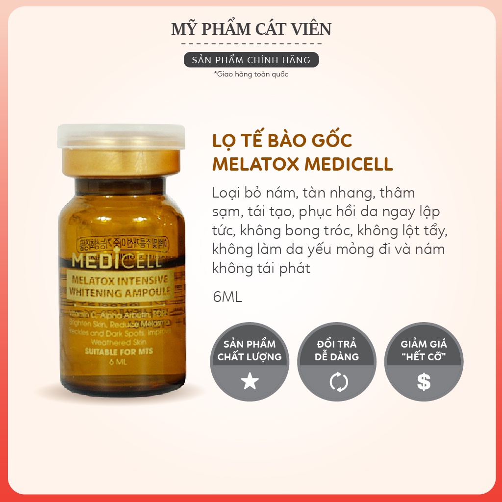 Tế bào gốc nám Melatox Medicell Hàn Quốc, serum mờ nám tàn nhang thâm sạm, trẻ hóa tái tạo làm trắng da 6 ml