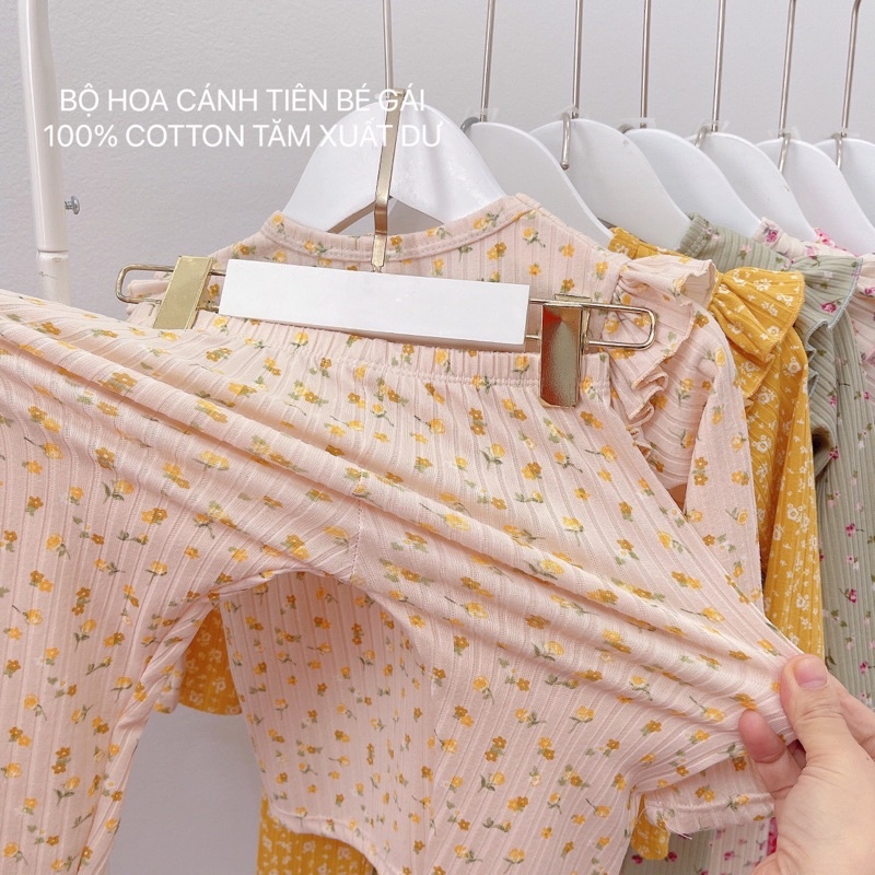 Bộ Dài Tay Cánh Tiên Bé Gái 8-18kg 100% Chất Cotton Thông Hơi Xuất Dư Hoạ Tiết Nhí, Mặc Thu Đông - AN.KID