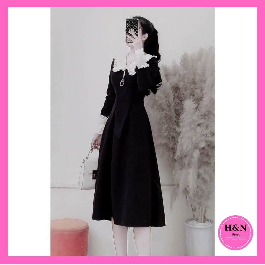 Váy nữ thiết kế dáng suông dài, ngắn màu đen dự tiệc sang chảnh HN Clothing V21