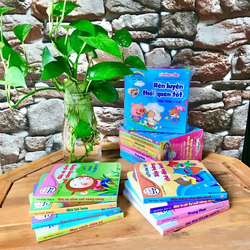 Sách - Combo 8 cuốn rèn luyện thói quen tốt - Bằng tranh cho bé 2-6 tuổi (song ngữ Anh - Việt)