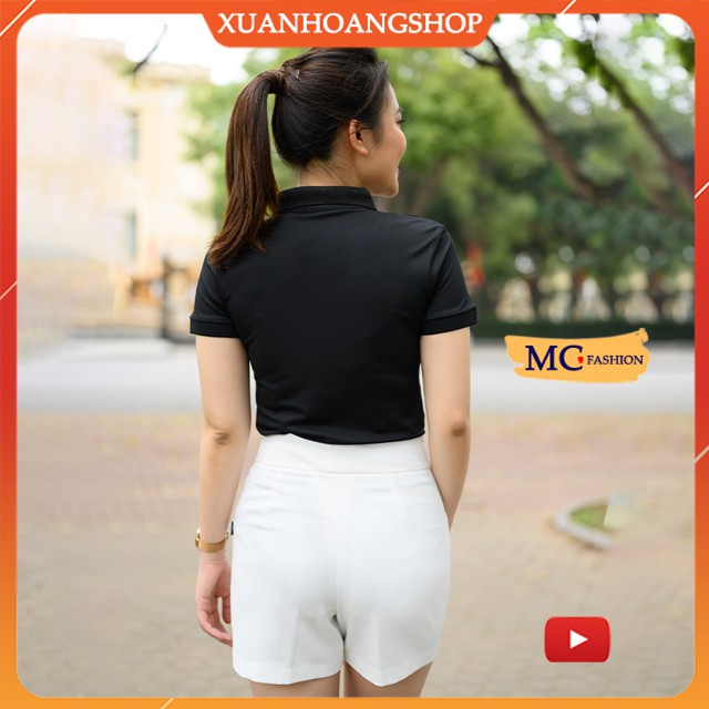 Áo Thun Nữ Đẹp Mc Fashion, Kiểu Phông Nữ Công Sở, Dáng Polo, Cổ Bẻ, Màu Đen, Trắng, Xanh Ap214.