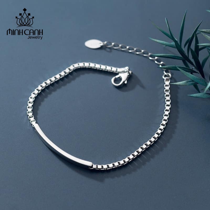 [Mã FARSBRT51 giảm 20k đơn từ 0Đ] Lắc Tay Bạc Nữ Dạng Thanh Bạc S925 Xi Bạch Kim - Minh Canh Jewelry