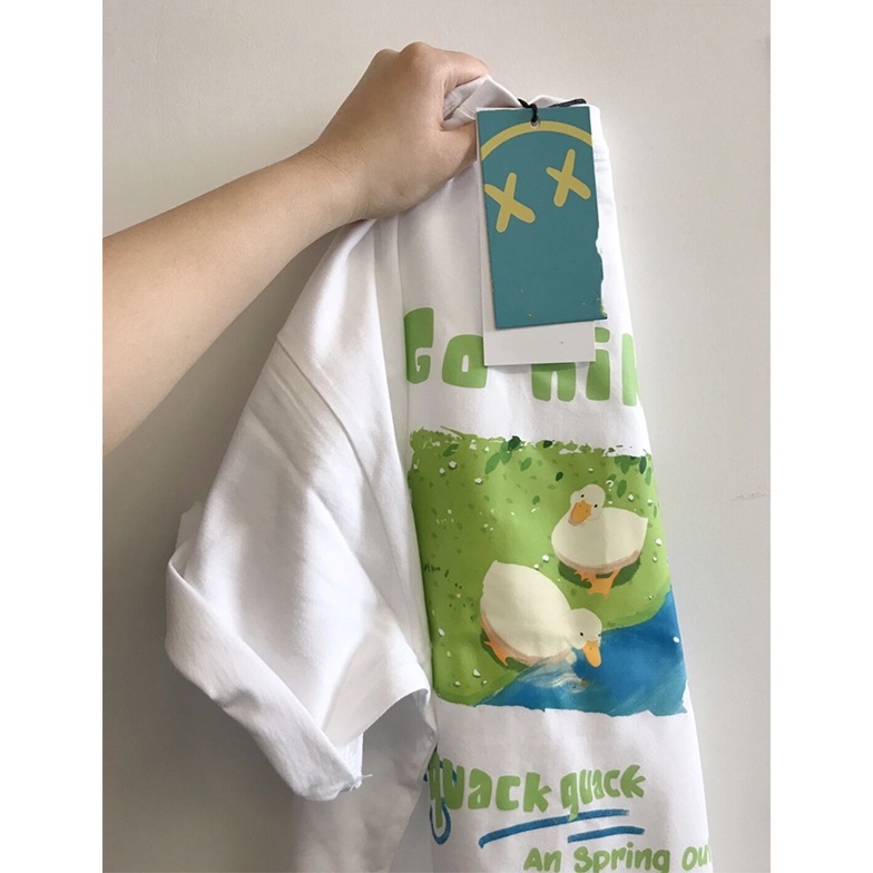 NUZIRO  Áo thun  vải cotton tay ngắn dáng rộng phong cách mùa hè cho nữ