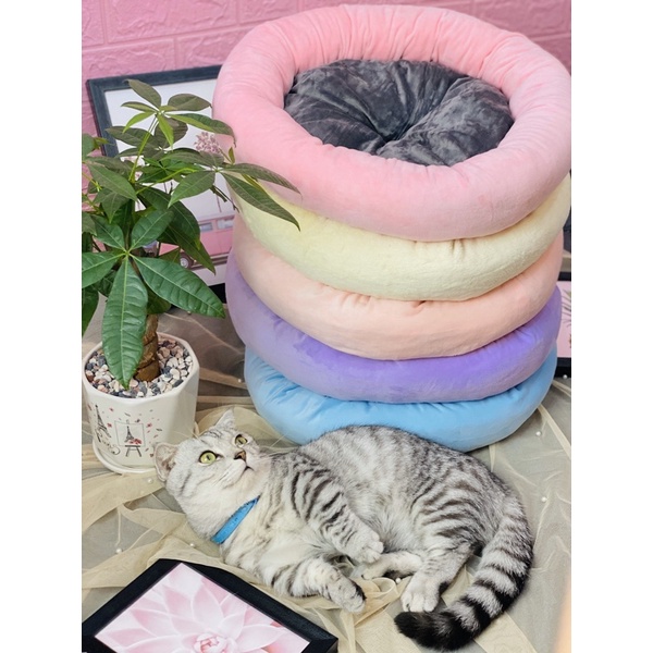 {Freeship} Đệm/Nệm Ổ Nằm Tròn Cho Chó Mèo Vải Mềm, Mịn, Êm