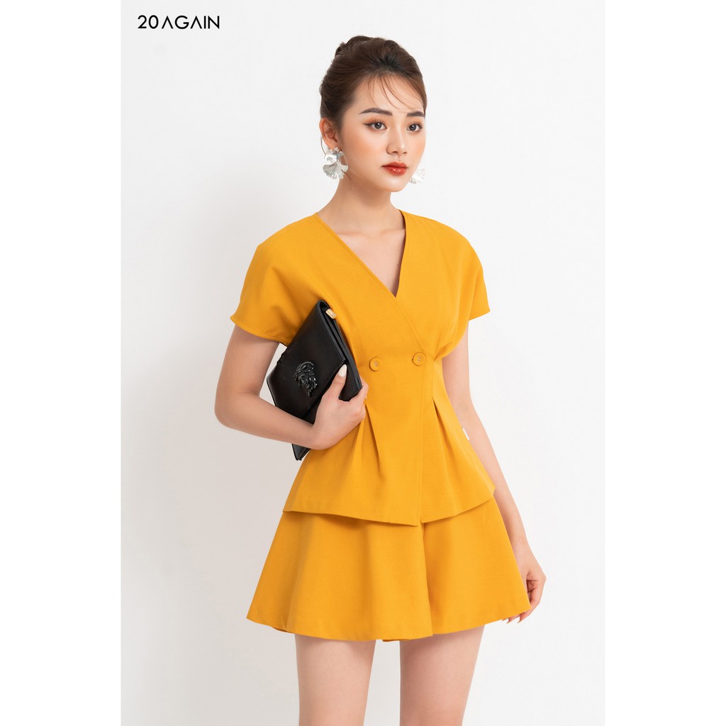 Quần short vải ống xòe rộng 20AGAIN thiết kế tiểu thư SVA1209
