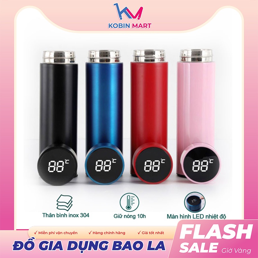 FREE SHIP - Bình giữ nhiệt Nóng Lạnh inox 304 không rỉ hiển thị nhiệt độ cao cấp 500ml