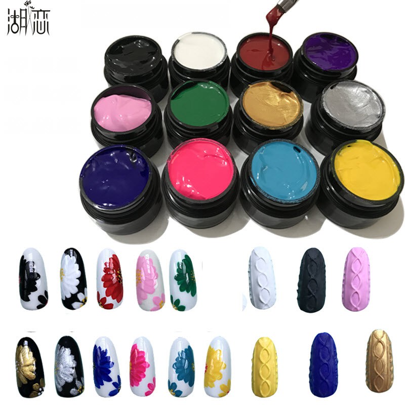 Sét Gel Vẽ Nổi Hulian Màu Đẹp Cực Chất Siêu Đặc 12 Màu