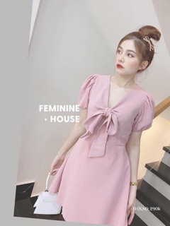 Đầm xoè voan thắt nơ ngực