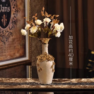 Bình hoa gốm sứ màu vàng kim