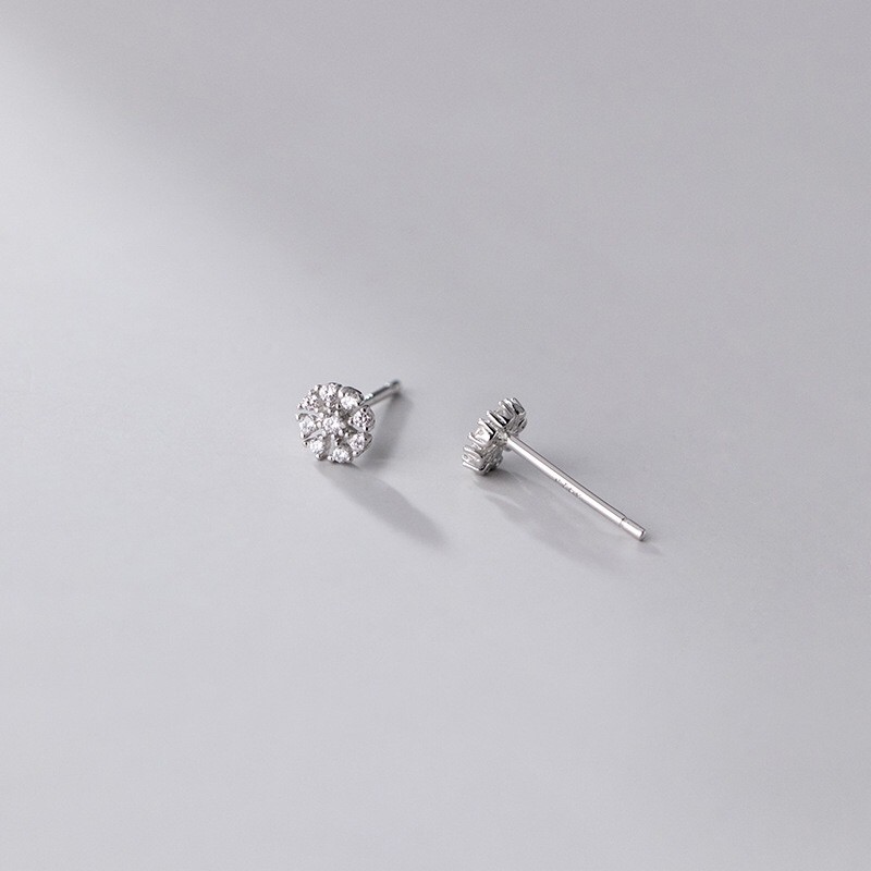 Bông tai bạc nữ H.A.S hình hoa nhỏ đính đá - HBT3