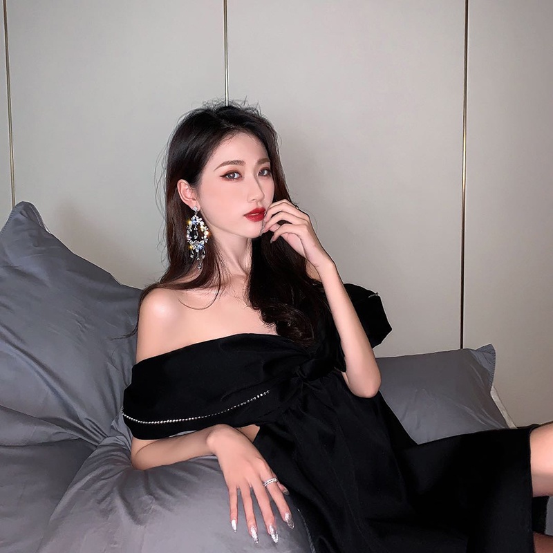 Bông Tai Mạ Bạc 925 Hình Giọt Nước Dáng Dài Phong Cách Cổ Điển Thời Trang Cho Nữ
