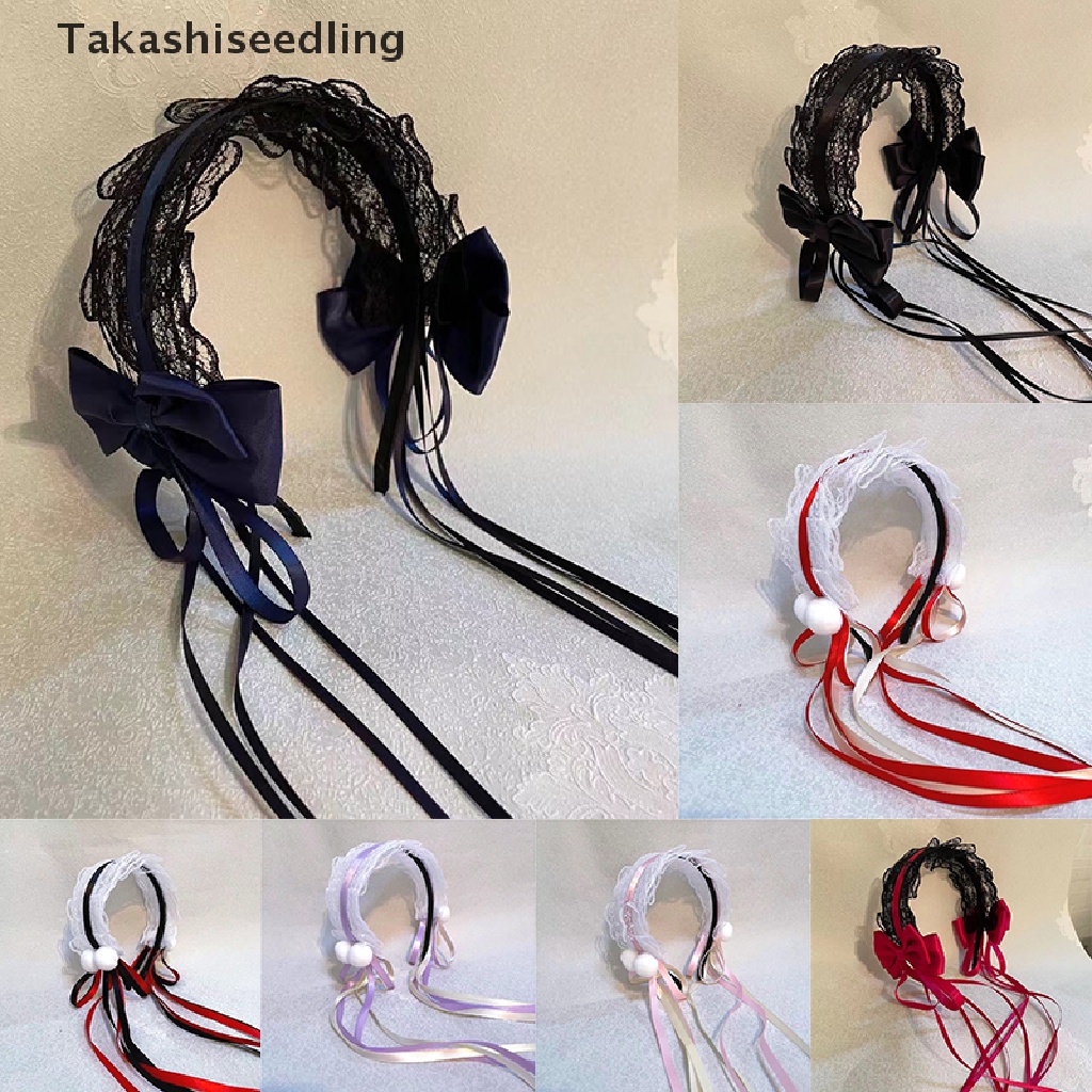 (Takashiseedling) Băng Đô Tai Mèo Phối Ren Nơ Hóa Trang Lolita Dễ Thương Cho Bé Gái
