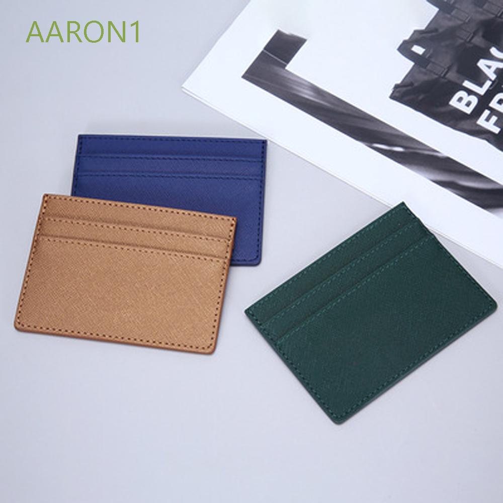 Aaron1 Ví Đựng Thẻ Id / Tiền Xu Bằng Da Pu Mỏng Hai Mặt Nhỏ Gọn Dành Cho Nam Và Nữ