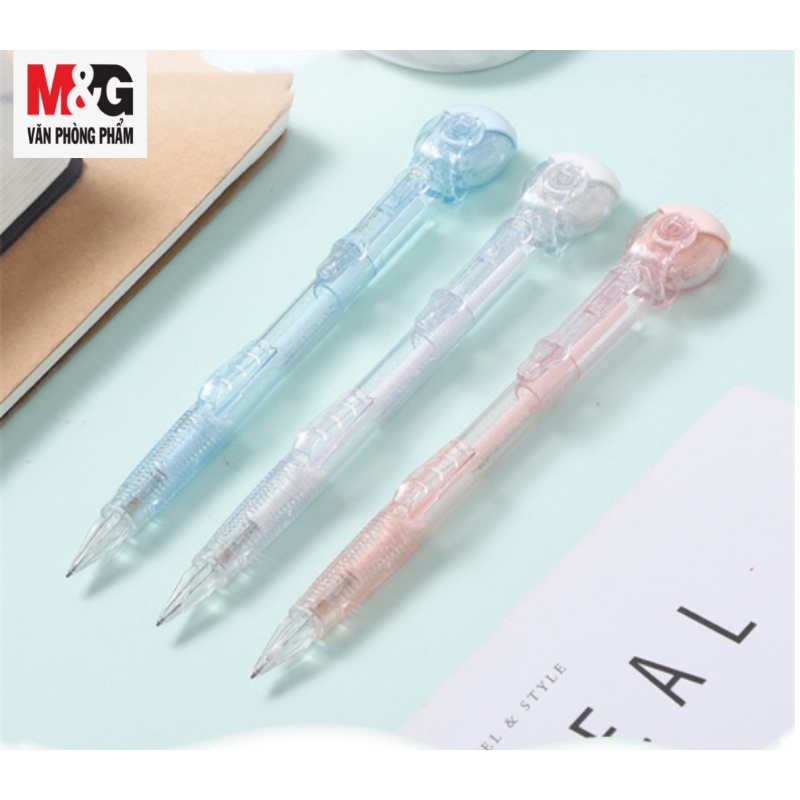Bút chì kim bấm giữa nắp đậy có tẩy M&amp;G AMPV9401 / AMPV9402 - Chim kim 9401 ngòi 0.5mm / Chìm kim 9402 ngòi 0.7mm