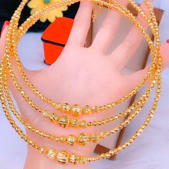 Kiềng cổ kiểu bi dát vàng 18k cao cấp cực đẹp