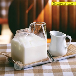 Bình đựng nước,sữa thủy tinh miệng rót hình vuông dày dặn,cao cấp