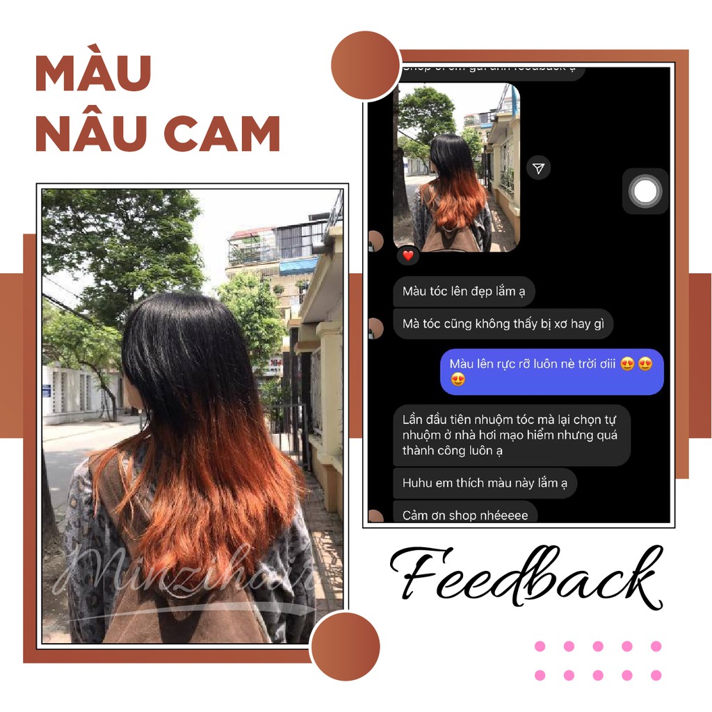 Thuốc Nhuộm Tóc Màu Nâu Cam - Lên Từ NỀN NÂU - Tặng Trợ Dưỡng | Minzihair HN