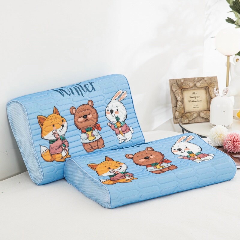Gối cao su trẻ em tặng kèm vỏ gối điều hoà siêu mát cho bé từ 3 đến 12 tuổi
